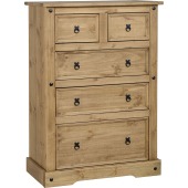Corona 3+2 Drawer Chest Distressed Waxed Pine